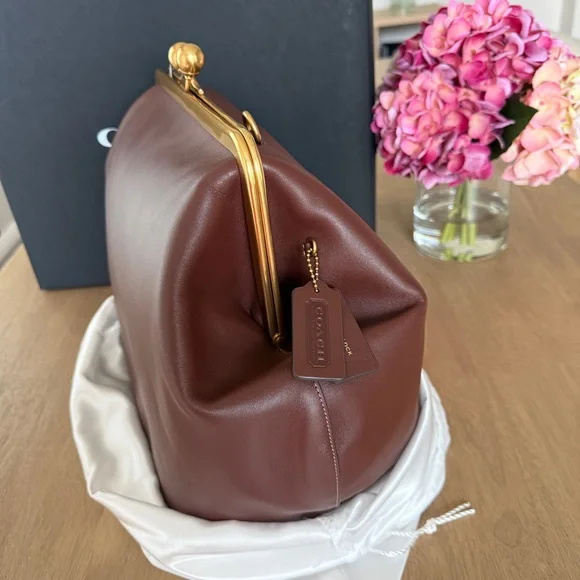 Coach Brown Clutch with Gold Accents - Picture 3 of 13